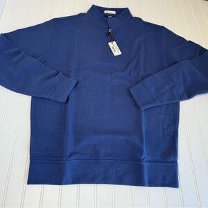 Peter Millar Crown Soft 1/4 Zip Pullover Sweater Blue Men Medium Shirt NEW 1579